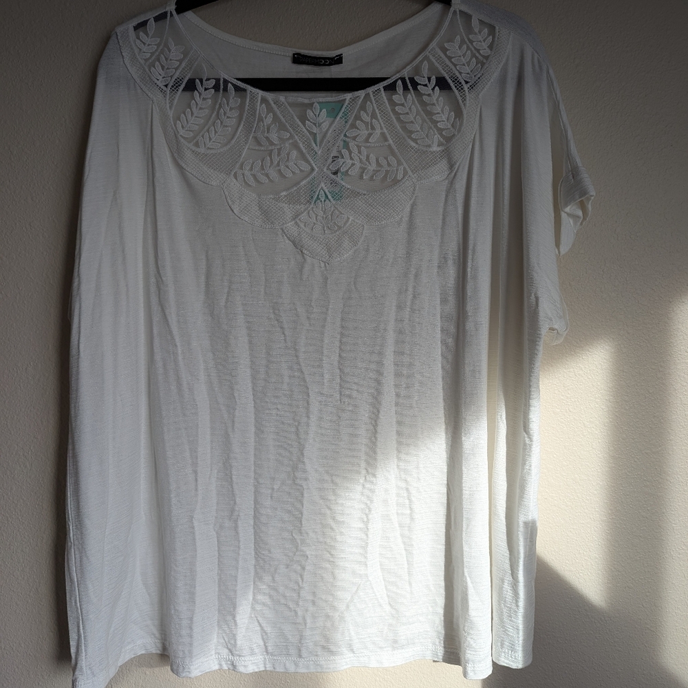 NWT Papermoon White Lace Applique Blouse Size 3X